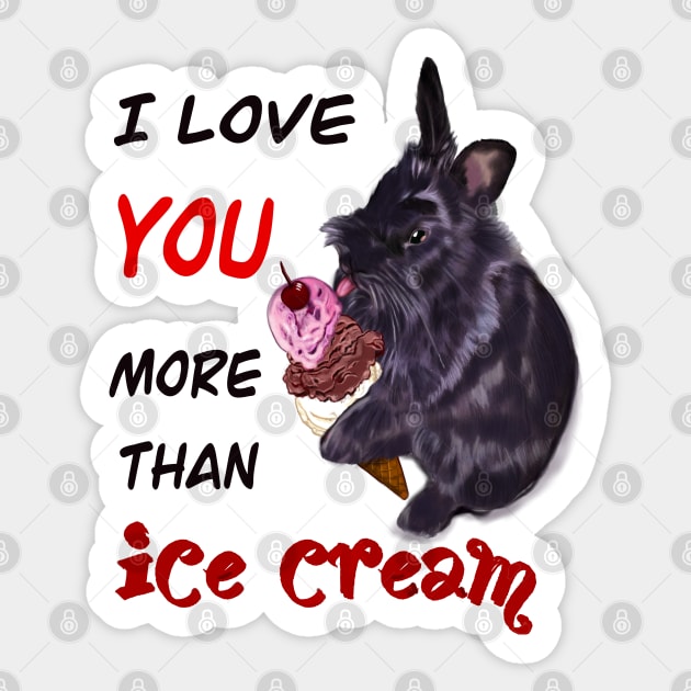 The Best Valentine’s Day Gift ideas 2022, Valentine message with lion head bunny rabbit licking ice cream with Cherry on top. Bunny Rabbits Valentine’s day Sticker by Artonmytee